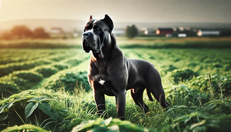 Cane Corso standing in the field